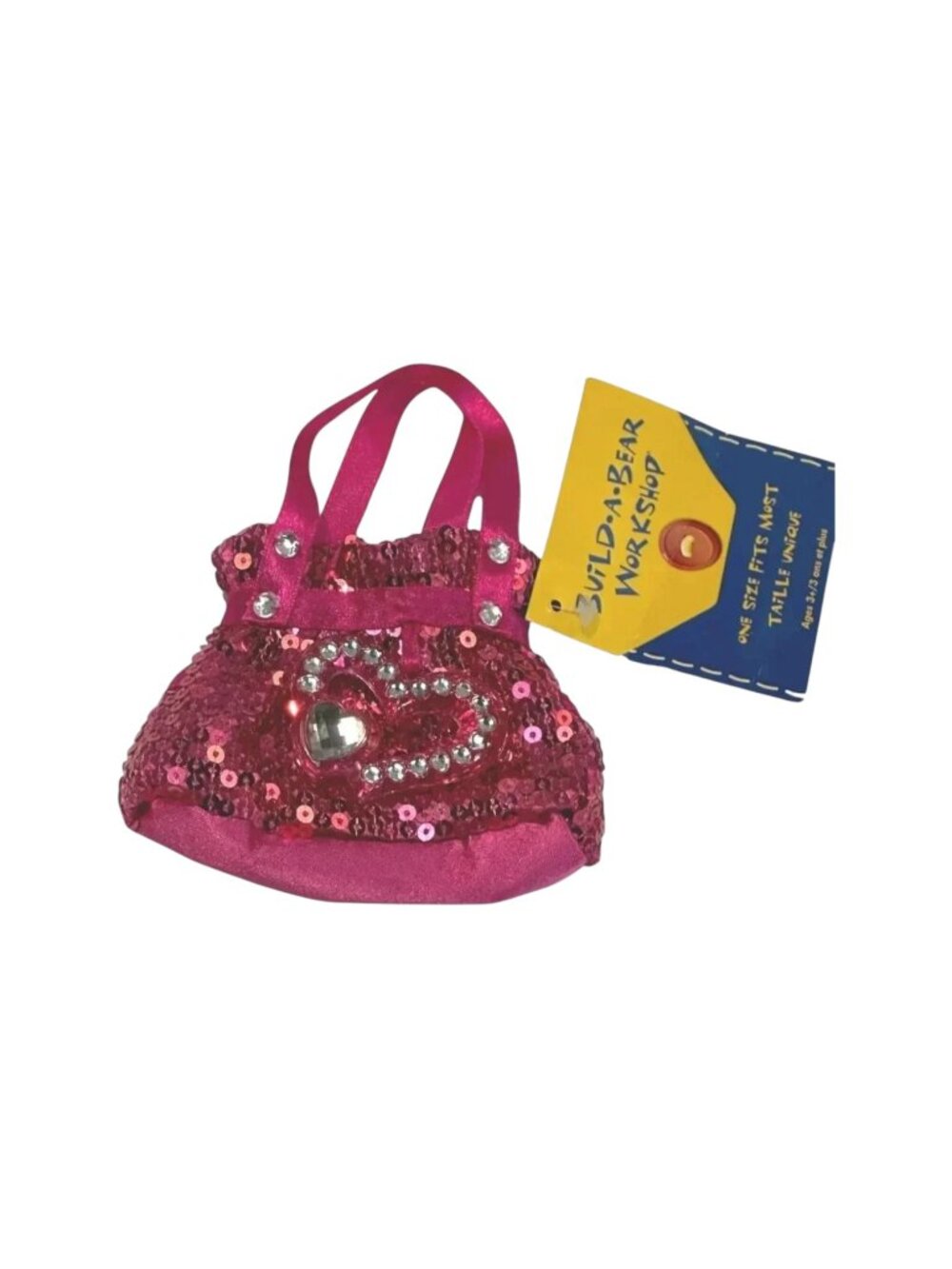 BAB Build-A-Bear Purse‎ Pink Glitter Heart  New Tag